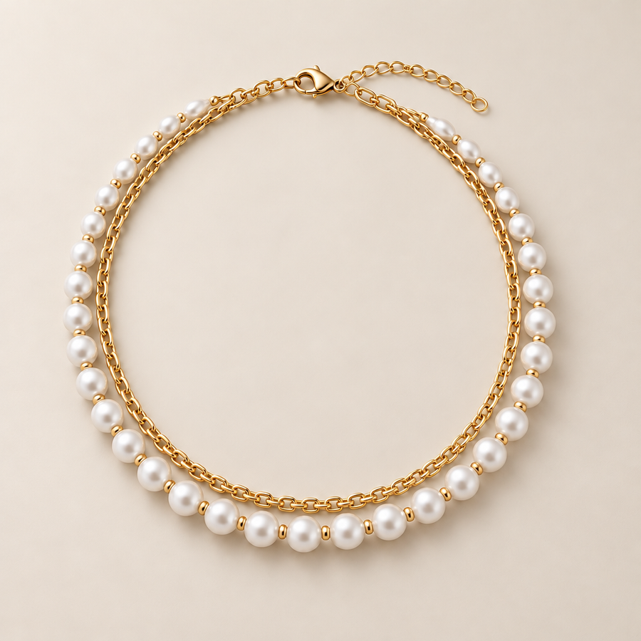 Vireqlo™ Double-Layer Pearl Collar Necklace hero