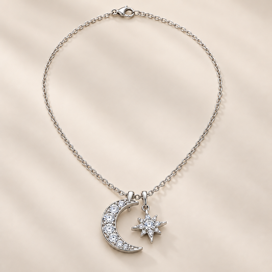 Vireqlo™ Moon and Star Cubic Zirconia Necklace hero
