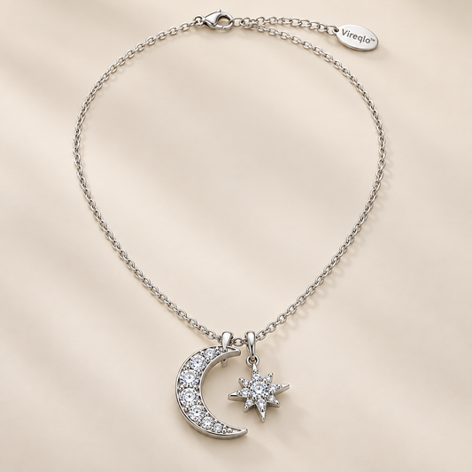 Vireqlo™ Moon and Star Cubic Zirconia Necklace hero