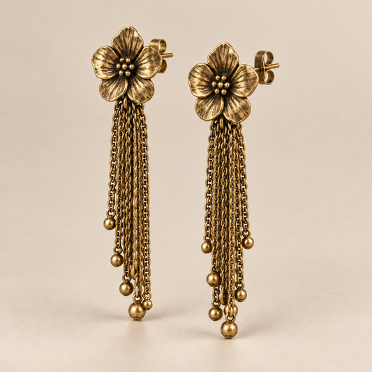 Vireqlo™ Vintage Floral Tassel Earrings hero