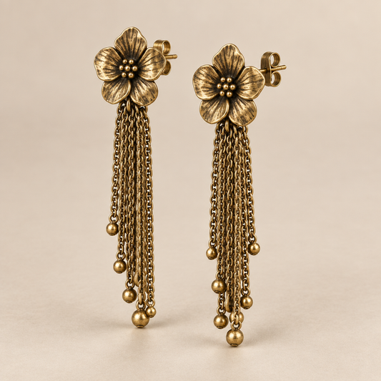 Vireqlo™ Vintage Floral Tassel Earrings hero